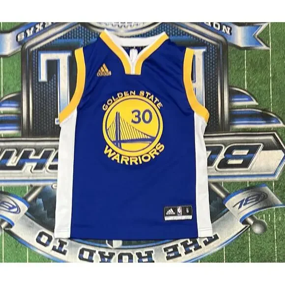 Golden State Warriors Stephen Curry Basketball Adidas Jersey Sleeve NBA Yth S - Picture 3 of 4